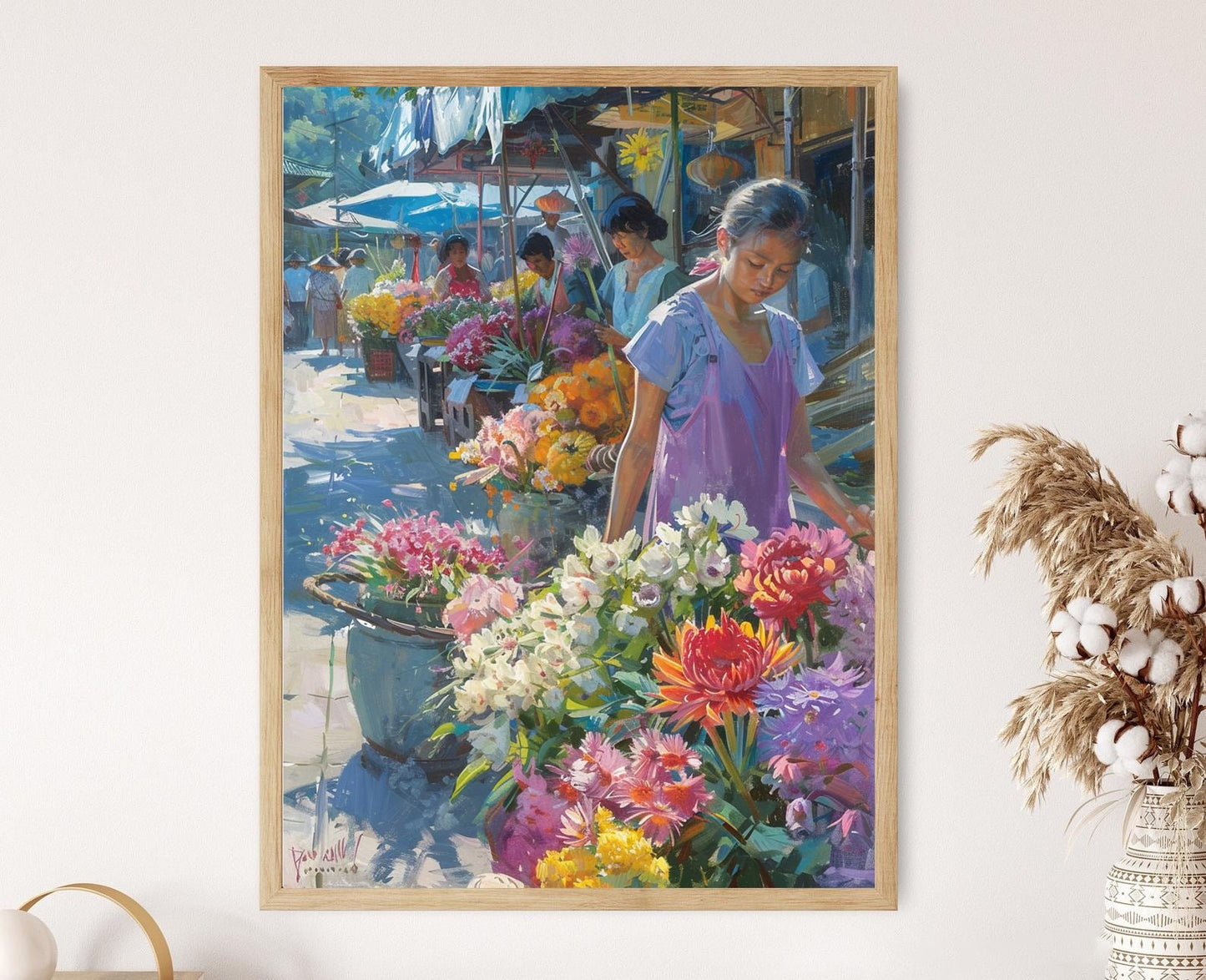 Affiche Marché de Fleurs Filipin : Illustration de Scène Urbaine Éclatante