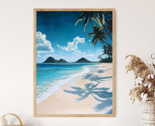 Affiche Lanikai Beach – Poster Giclée Sable Blanc et Eau Bleue Claire