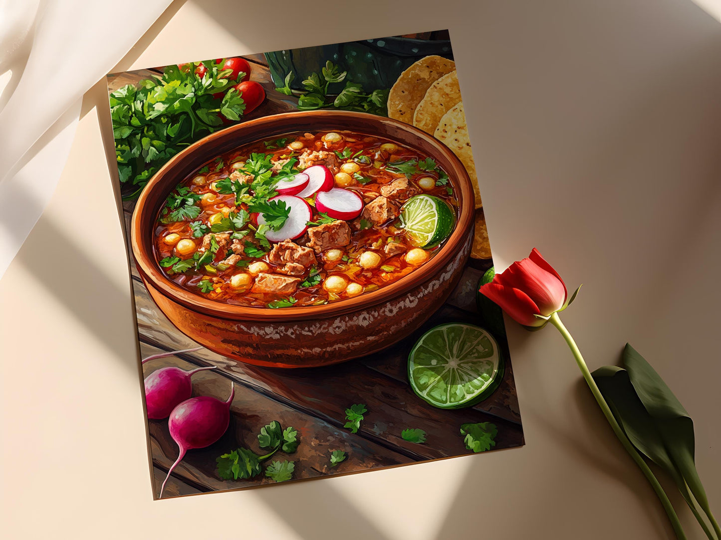 Affiche Pozole Mexicain – Poster Soupe Riche au Hominy et Citron