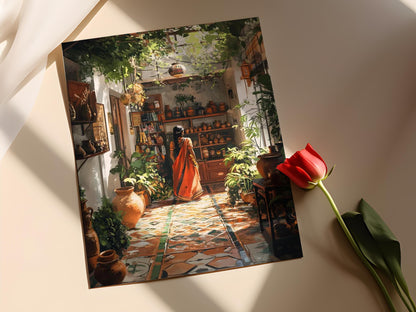 Affiche Art Bengali – Poster Décor Terracotta & Illustration Sac Jute