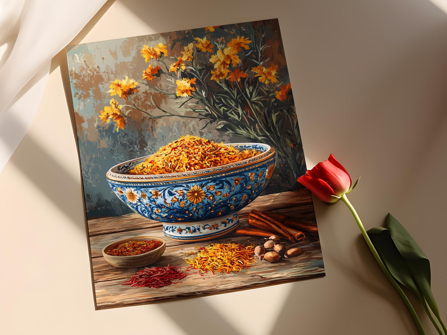 Affiche Bol en Céramique Irannienne – Poster Art Floral Persan