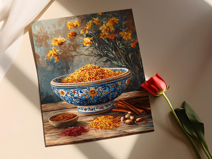 Affiche Bol en Céramique Irannienne – Poster Art Floral Persan