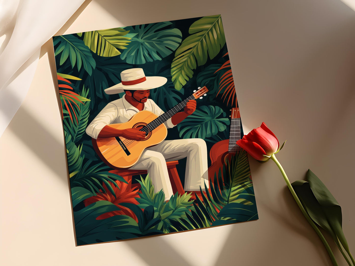 Affiche Artiste de Güiro Porto-Ricain – Poster Décor Musique Traditionnelle