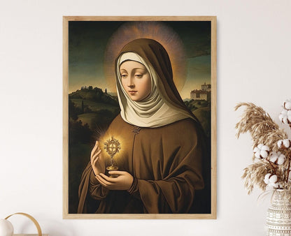 Affiche Sainte Claire d'Assise – Art Byzantin, Imprimé Dévotionnel