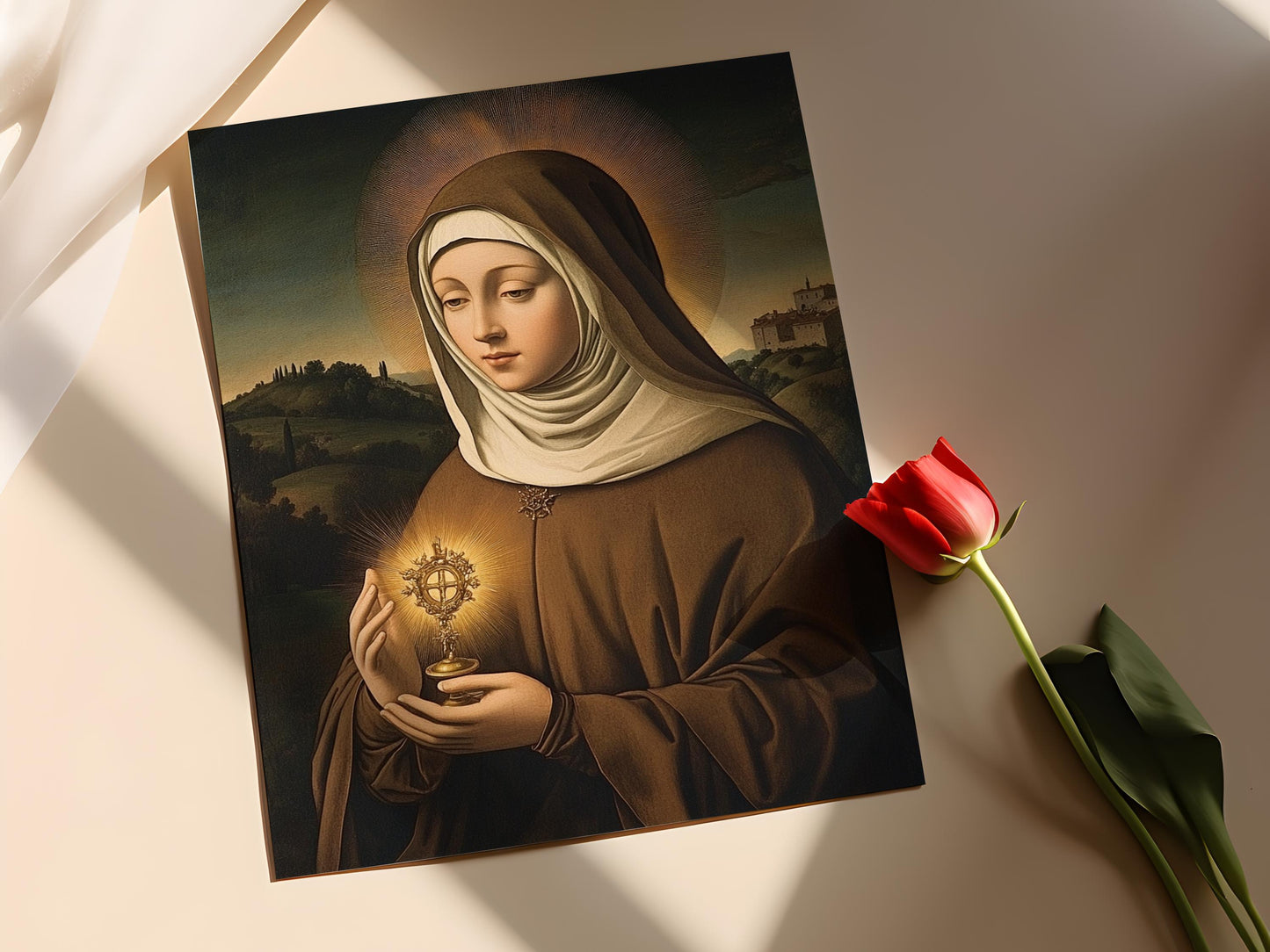 Affiche Sainte Claire d'Assise – Art Byzantin, Imprimé Dévotionnel