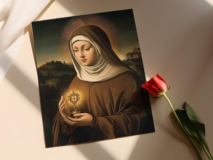 Affiche Sainte Claire d'Assise – Art Byzantin, Imprimé Dévotionnel