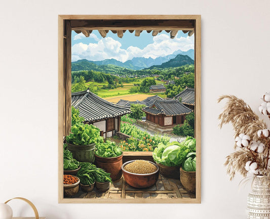 Affiche Jeonju – Poster Art Culinaire Coréenne Gochujang en Peinture