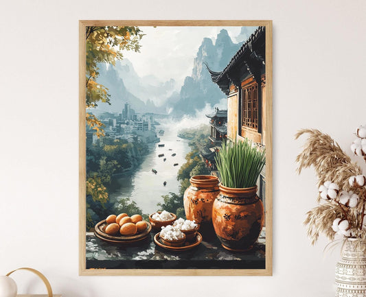Affiche Nanjing – Poster de peinture de panier avec vin de riz au canard