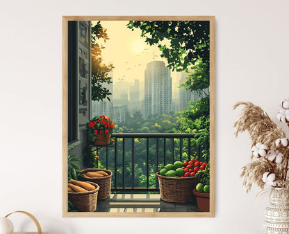 Affiche de Balcon à Jakarta – Poster Art Market Indonésien