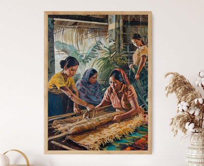 Affiche Tisseuse Filipina – Impression Art Décor Textile Traditionnel