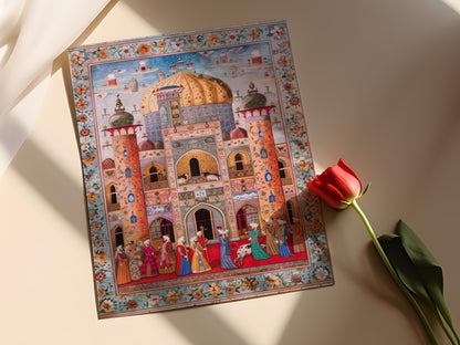 Affiche Art Miniature Persane – Illustration Scène de Cour Royale