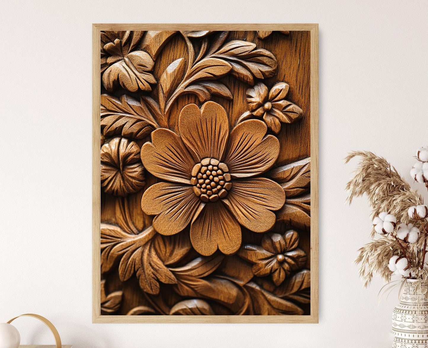 Affiche Artisanat Bosnien – Poster Motifs Floraux Sculptés à la Main