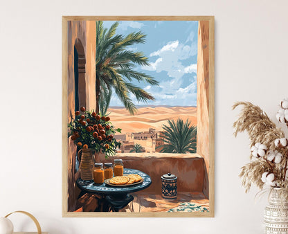 Affiche Marché du Désert – Poster Peinture Panier de Balcon à Nouakchott