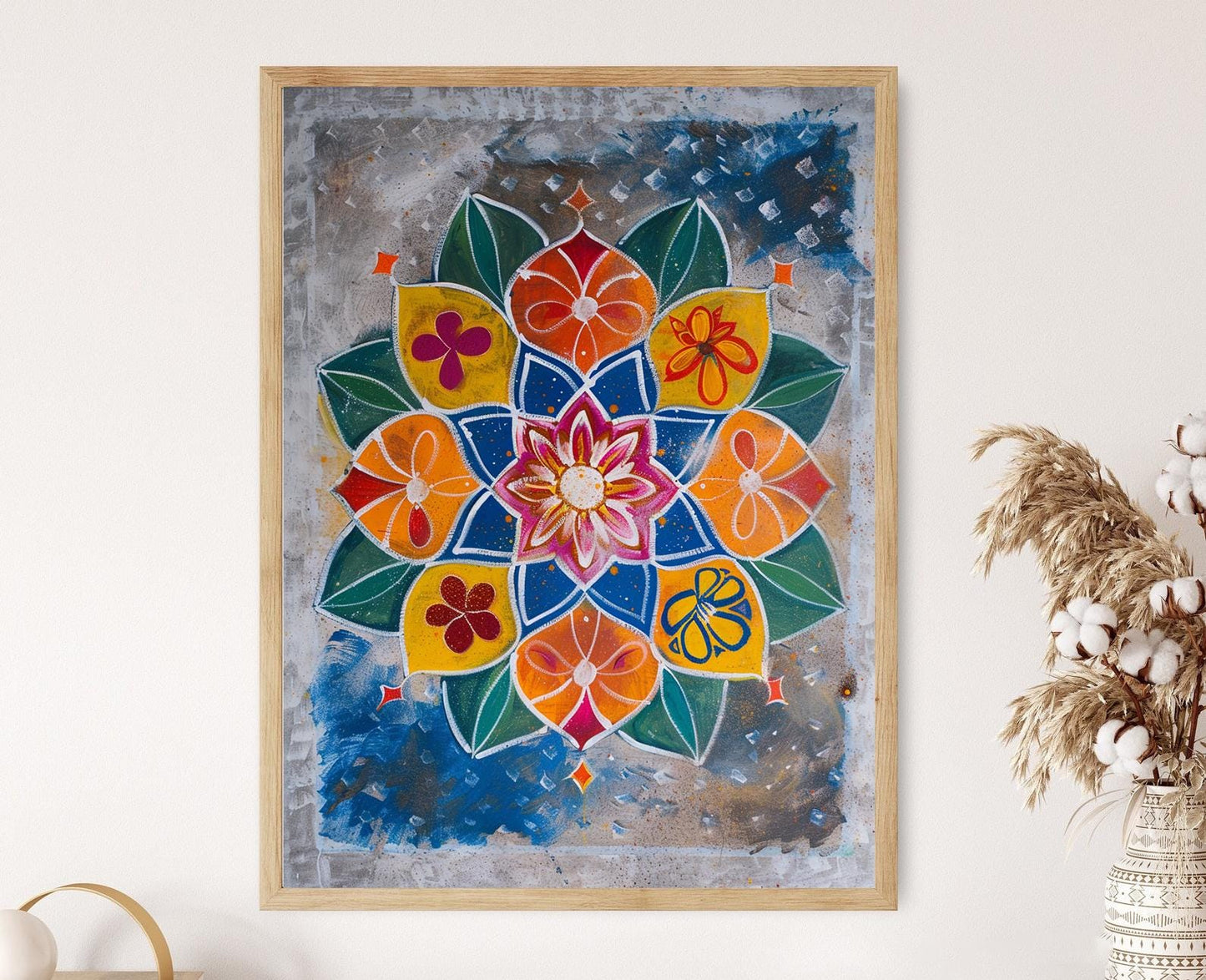 Affiche Art Rangoli – Impression Murale Mandala Indienne Vibrante