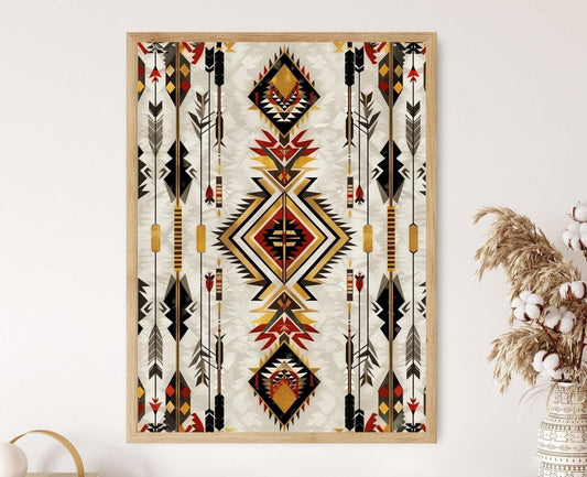 Affiche Motif Amérindien – Poster Art Tribal pour Déco Salon