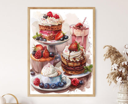 Affiche Dessert : Illustration Colorée pour Décor de Cuisine