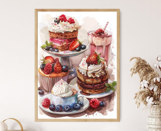 Affiche Dessert : Illustration Colorée pour Décor de Cuisine