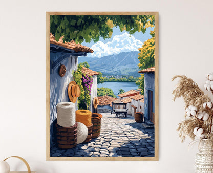 Affiche Suchitoto El Salvador – Poster Peinture Artisanale en Laine