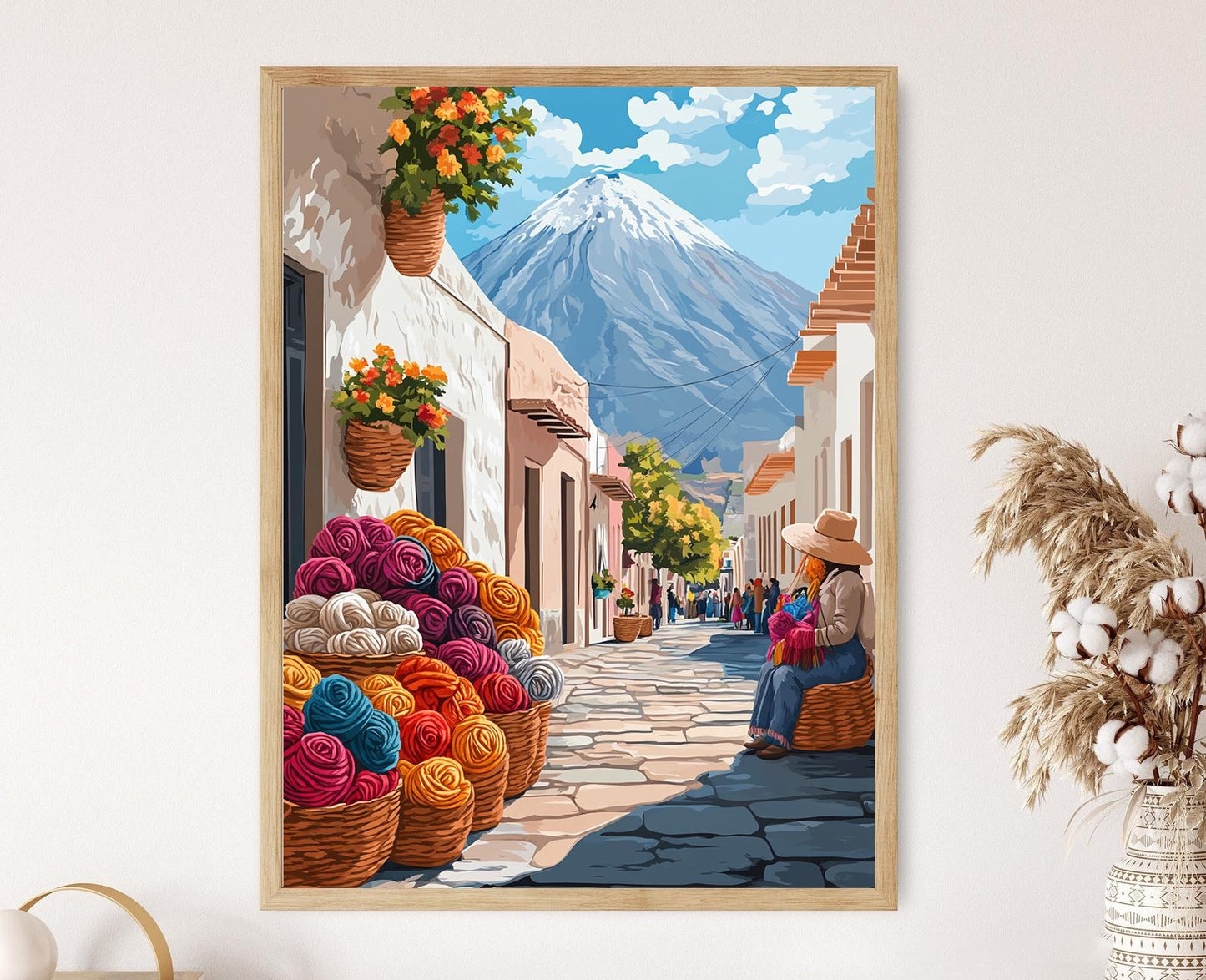 Affiche Arequipa – Poster Panier de Laine Alpaga, Art Andin Élégant