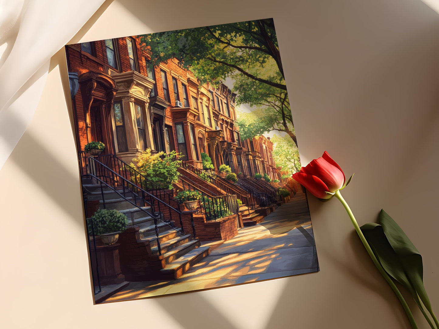 Affiche Brooklyn Brownstone – Illustration d'architecture urbaine à NYC