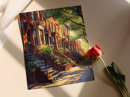 Affiche Brooklyn Brownstone – Illustration d'architecture urbaine à NYC