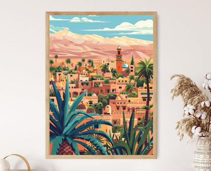 Affiche Marrakech – Poster Koutoubia et Souks Traditionnels