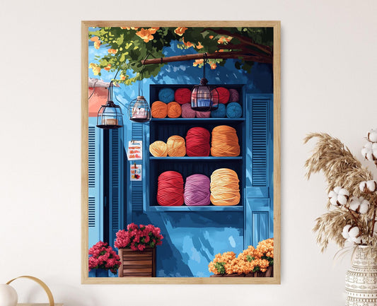 Affiche Île de Curaçao – Poster Étagère de Laine et Marché ensoleillé