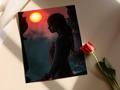 Affiche Femme Indienne en Saree – Art Print Élégance Traditionnelle