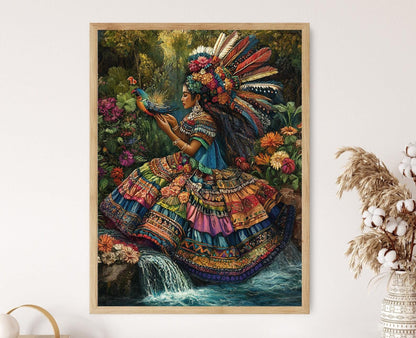 Affiche Chalchiuhtlicue – Poster Art de la Déesse Aztèque de l'Eau et de la Fertilité