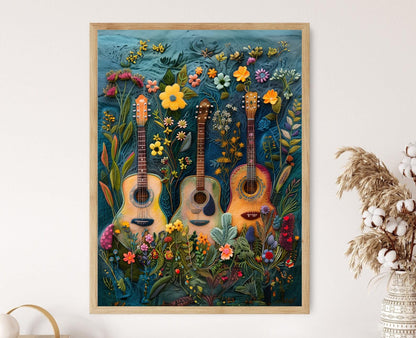 Affiche Vihuela Florale – Poster Art Mexicaine & Décor Naturel