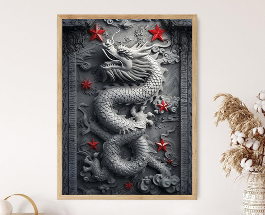 Affiche Dragon Chinois – Impression Art pour Décor de Nouvel An Lunar