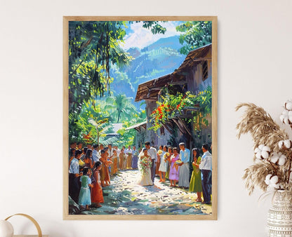 Affiche de Mariage Filipino – Illustration de Cérémonie Culturelle