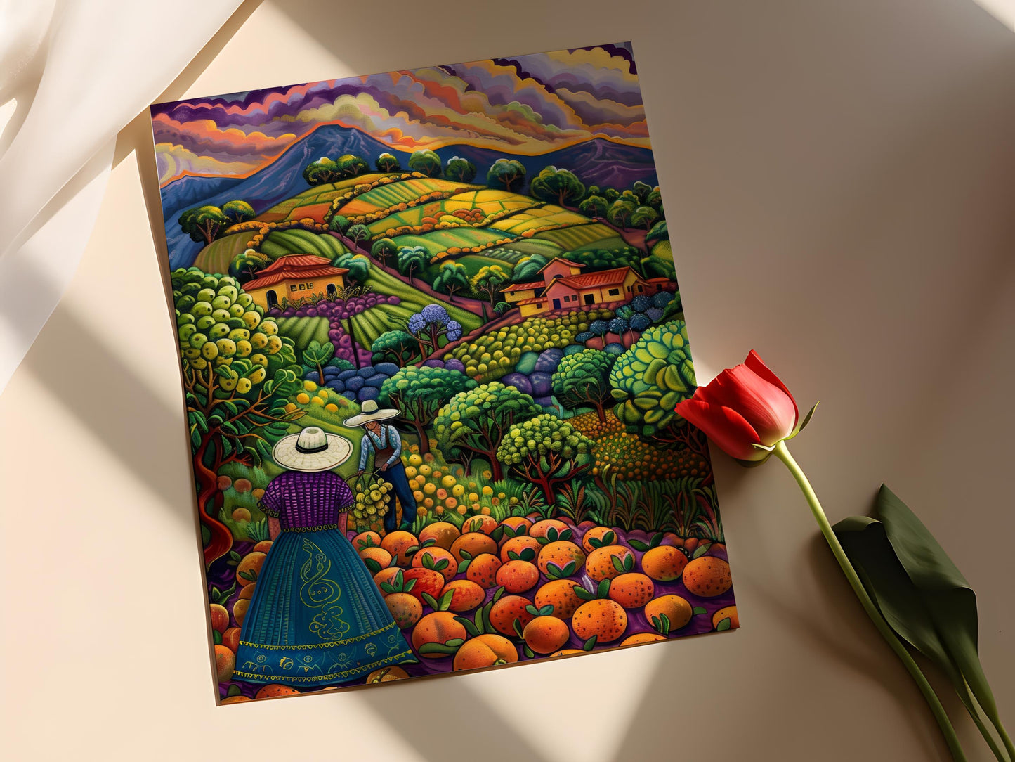 Affiche de Verger de Goyaves Bolivien – Peinture de Récolte Traditionnelle