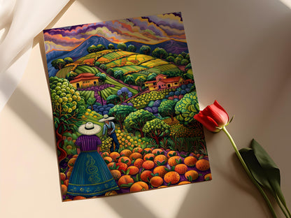 Affiche de Verger de Goyaves Bolivien – Peinture de Récolte Traditionnelle