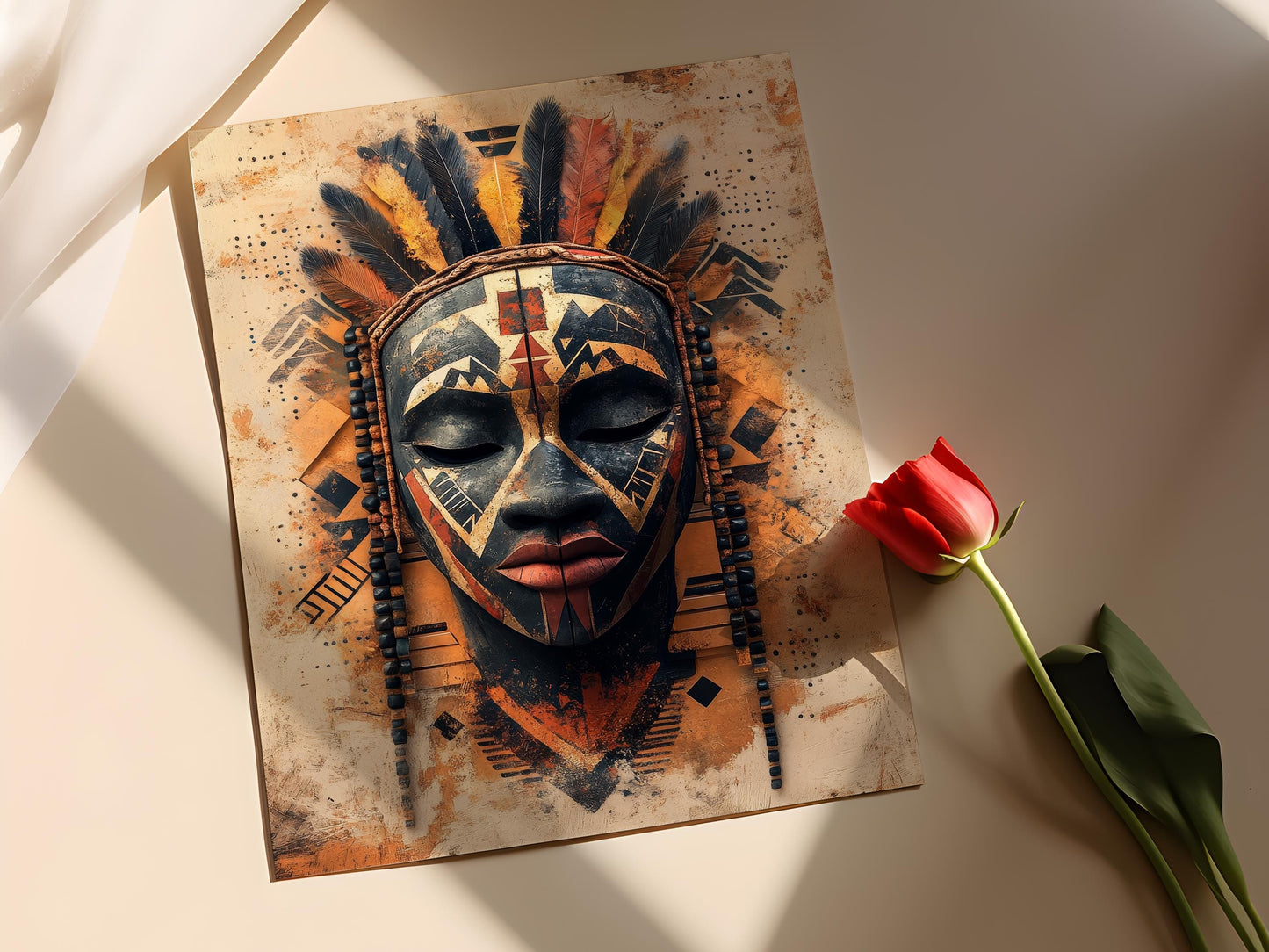 Affiche Masque Mossi – Illustration culturelle du Burkina Faso