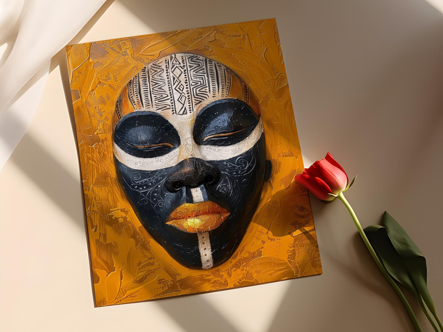 Affiche Masque Africain – Poster Art Tribal Ethnique, Inspiration Madagascar