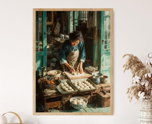 Affiche Mandu Coréen – Table de Grand-mère en Hanbok, Art de Dumpling