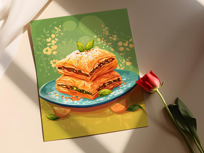 Affiche Baklava – Illustration des douceurs du Moyen-Orient