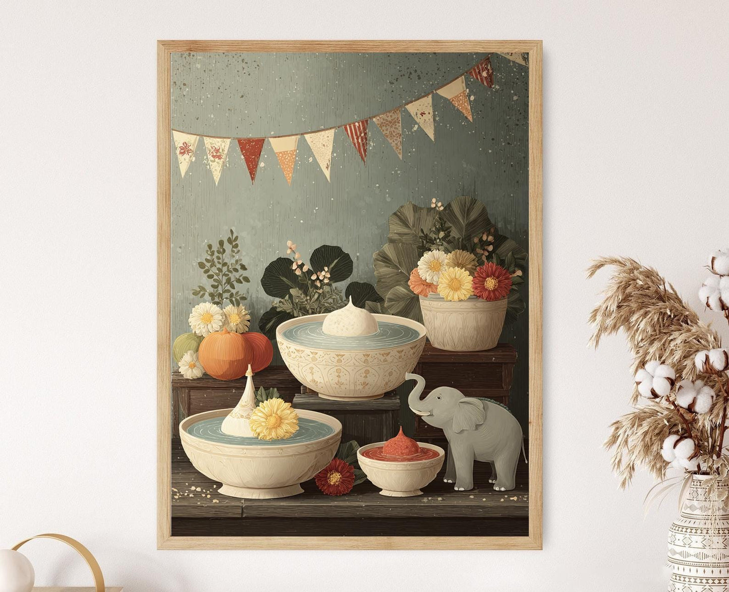 Affiche de Symboles Folkloriques Songkran – Poster Art Print de la Fête de l'Eau