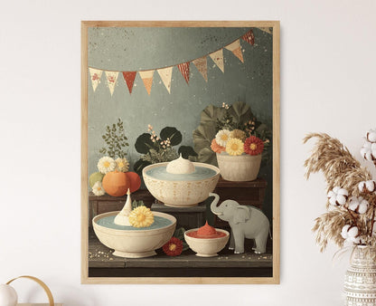 Affiche de Symboles Folkloriques Songkran – Poster Art Print de la Fête de l'Eau