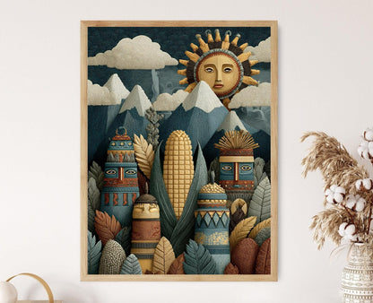 Affiche Inti Raymi – Poster Art des Symboles Andins du Festival d'Été