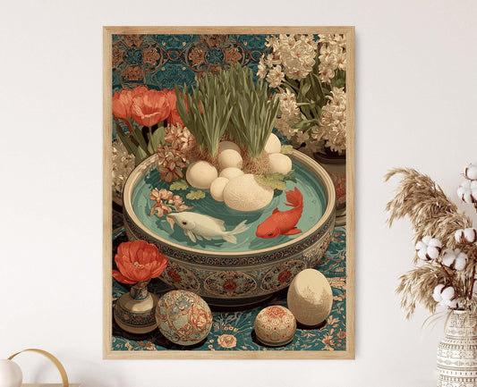 Affiche Maintenantruz – Poster Illustré de Symboles Persans de Printemps