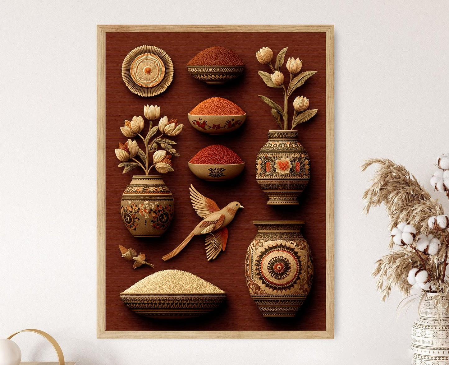 Affiche Holi – Poster Art de Printemps avec Tambour et Rangoli