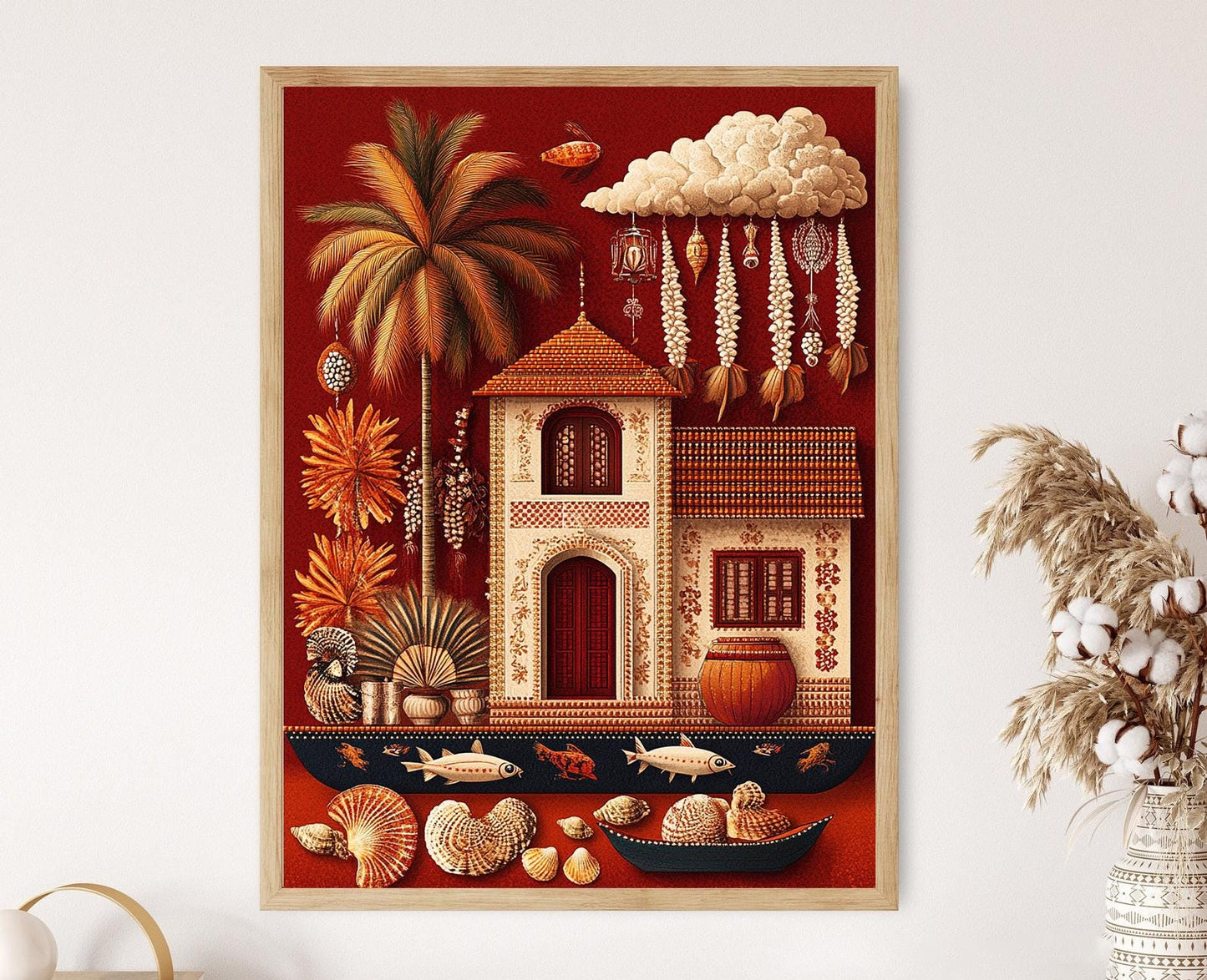 Affiche côtière de Goa – Poster nature morte avec poisson séché et feni