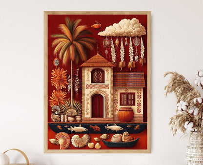 Affiche côtière de Goa – Poster nature morte avec poisson séché et feni