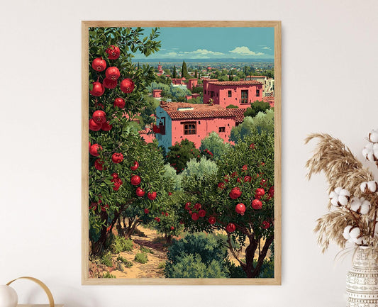 Affiche Verger de Grenades San Miguel – Art Print Mexicain en Vecteur