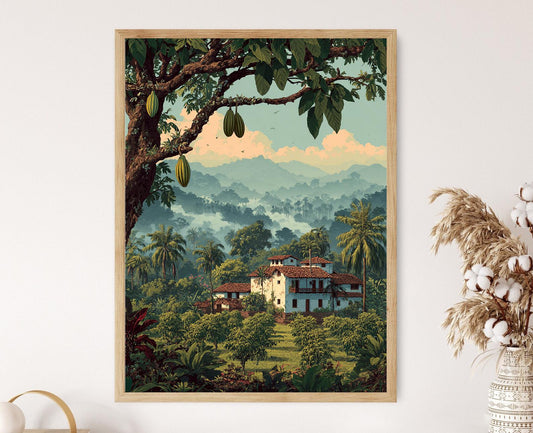 Affiche Rurrenabaque – Poster Art de Ferme Cacao de la Jungle Bolivienne