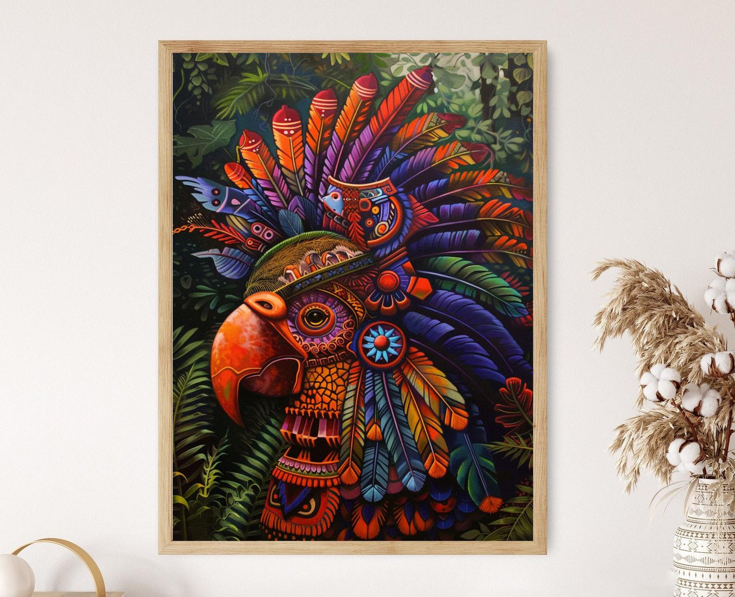 Affiche Aztec Cuauhtli – Impression artistique vibrante du patrimoine mexicain