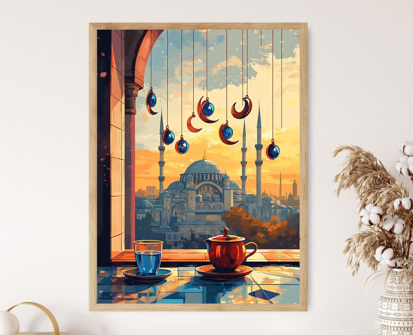 Affiche Istanbul – Poster Lune Crescente et Carillons au Crépuscule