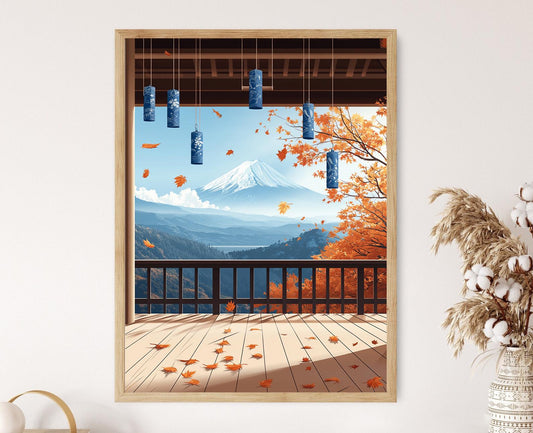 Affiche Furin Japonais – Poster Art Print Mont Fuji en Porcelaine